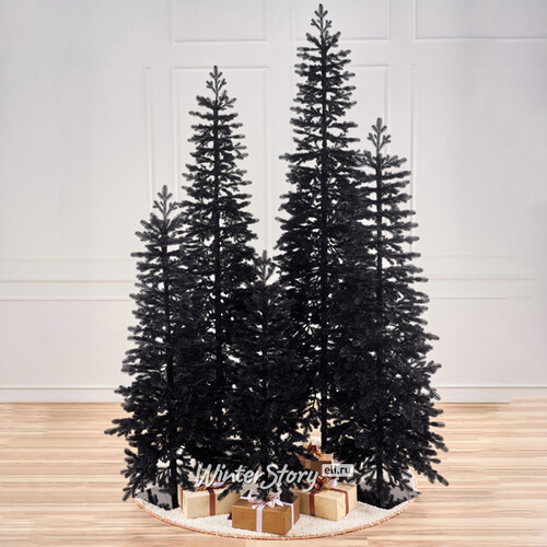 Искусственная стройная черная елка Тикко 220 см, ЛИТАЯ 100% (Max Christmas)