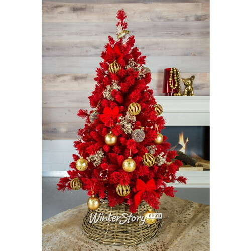 Искусственная красная елка Teddy Red заснеженная 210 см, ЛЕСКА + ПВХ (A Perfect Christmas)