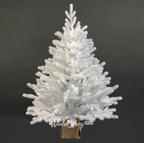Настольная белая елка в мешочке Полярная 90 см, ЛИТАЯ + ПВХ (Max Christmas)