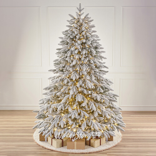 Искусственная елка с лампочками Романовская заснеженная 210 см, 460 теплых белых ламп, ЛИТАЯ 100% (Max Christmas)