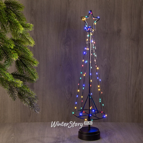 Декоративная светящаяся елка Кассиопея 50 см, 85 разноцветных мини LED ламп, на батарейках (Koopman)