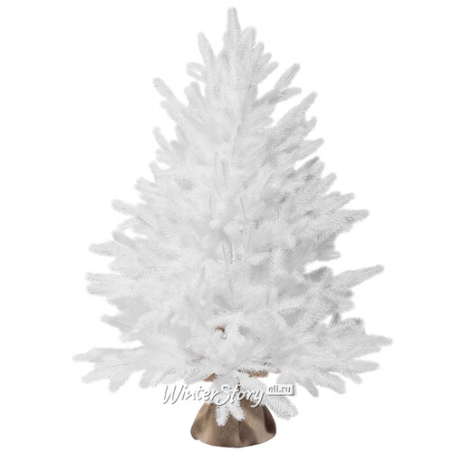 Настольная белая елка в мешочке Сапфир 80 см, ЛИТАЯ 100% (Царь Елка)