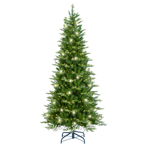 Искусственная елка с лампочками Гленридж компактная 228 см, 650 теплых белых ламп, ЛИТАЯ + ПВХ (National Tree Company)
