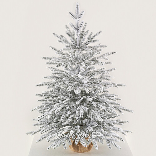 Настольная елка в мешочке Семирамида заснеженная 90 см, ЛИТАЯ 100% (Max Christmas)