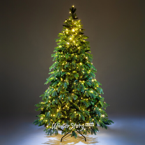 Искусственная елка с гирляндой Власта 180 см, 500 разноцветных/теплых белых LED ламп, контроллер, ЛИТАЯ + ПВХ (Crystal Trees)