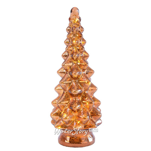 Новогодний светильник Елочка - Amber Cone 39 см, 10 LED ламп, на батарейках (Kaemingk)
