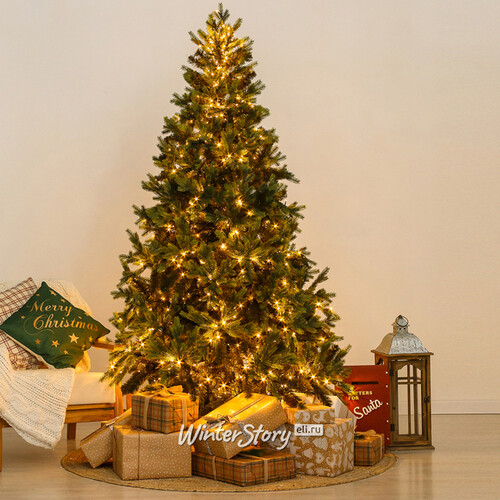 Искусственная елка с лампочками Грацио Премиум 240 см, теплые белые LED, ЛИТАЯ + ПВХ (GREEN TREES)