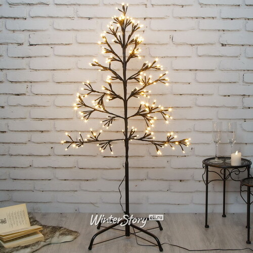 Светящаяся елка 2D Lausanne Black 108 см, 230 экстра теплых белых LED ламп с мерцанием, IP44 (Kaemingk)
