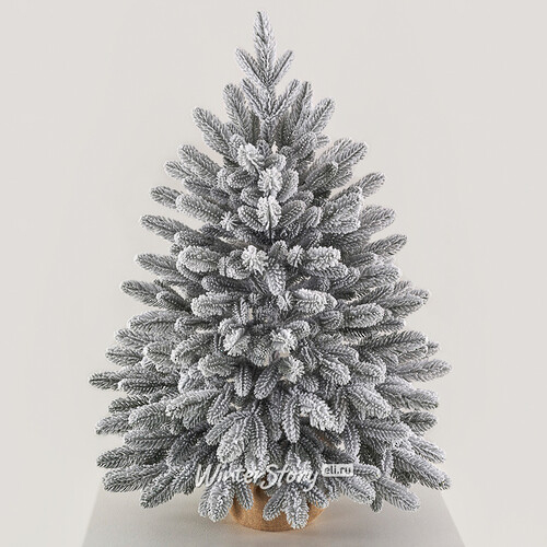 Настольная елка в мешочке Романовская заснеженная 90 см, ЛИТАЯ 100% (Max Christmas)