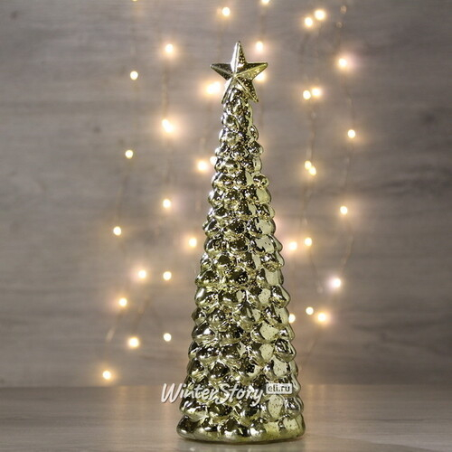 Новогодний светильник Космо Gold - Елочка Ларсен 26 см на батарейках, 10 LED ламп (Peha)