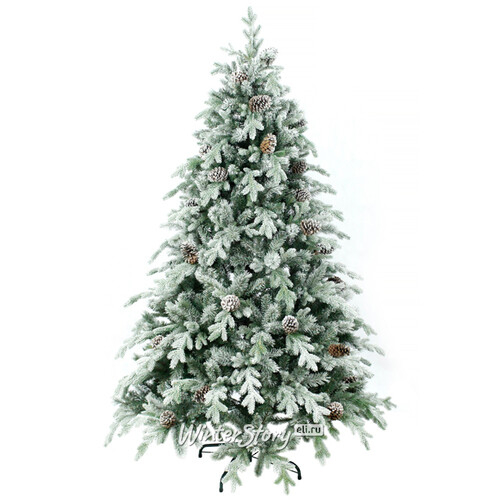 Искусственная елка Crystal Queen заснеженная с шишками 180 см, ЛИТАЯ + ПВХ + Леска (Beatrees)