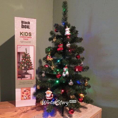 Настольная елка Christmas Story 90 см с игрушками и разноцветной LED гирляндой на батарейках, ПВХ (Edelman)