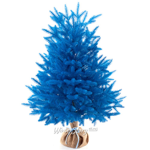 Настольная синяя елка в мешочке Сапфир 80 см, ЛИТАЯ 100% (Царь Елка)