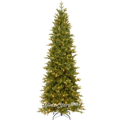 Искусственная стройная елка с гирляндой Каррингтон 198 см, 300 теплых белых LED ламп, ЛИТАЯ + ПВХ (National Tree Company)