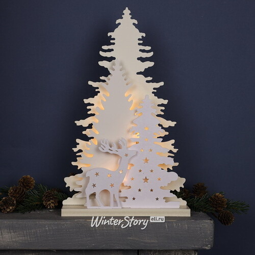 Новогодний светильник Ильмнио 35 см белый, 15 теплых белых LED ламп, на батарейках (Peha)