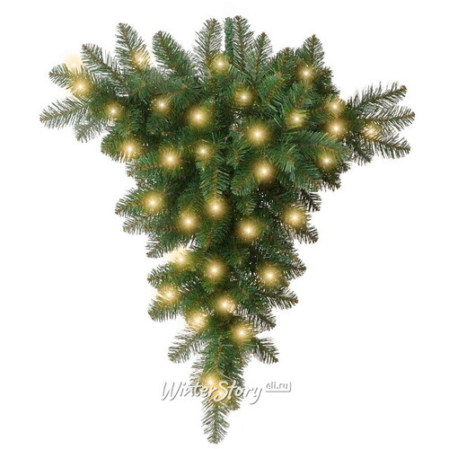 Подвесная елка с огоньками Ньюарк 120 см, 70 теплых белых LED ламп, на батарейках, ПВХ (A Perfect Christmas)