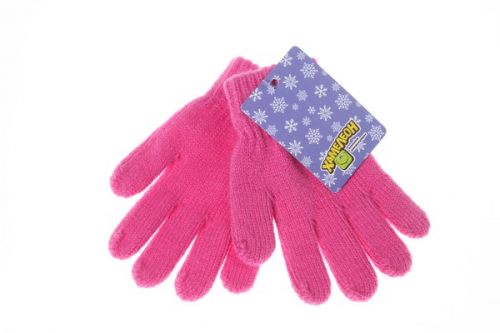 Перчатки детские 1 слой, размер 14см, цвет розовый