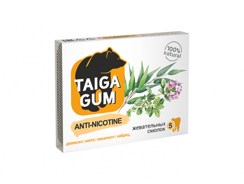Смолка Taiga Gum ANTI-NICOTINE лиственничная жевательная, 0,8гр*5шт/уп Алтайский нектар