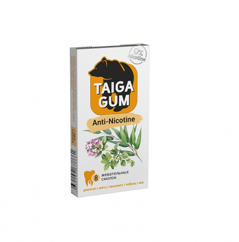 Смолка Taiga Gum ANTI-NICOTINE лиственничная жевательная , 0,8гр*8шт/уп Алтайский нектар