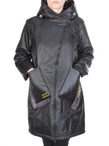 22-306 BLACK Куртка демисезонная женская AKiDSEFRS (100 гр.синтепона) размер 58