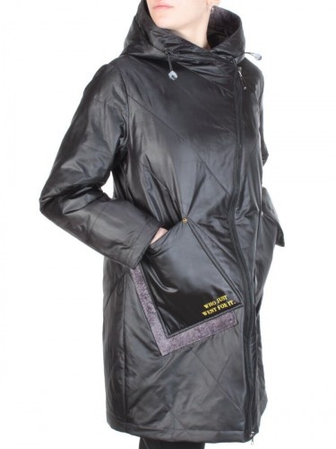 22-306 BLACK Куртка демисезонная женская AKiDSEFRS (100 гр.синтепона) размер 58