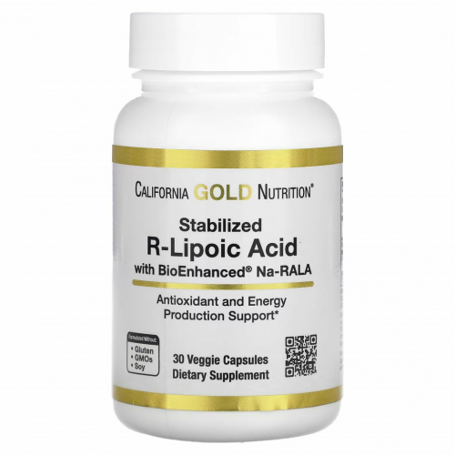 California Gold Nutrition, стабилизированная R-липоевая кислота, растительные капсулы