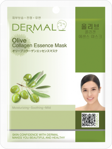 [DERMAL] Маска для лица тканевая КОЛЛАГЕН и ОЛИВА Olive Collagen Essence Mask Moisturizing, 23 мл