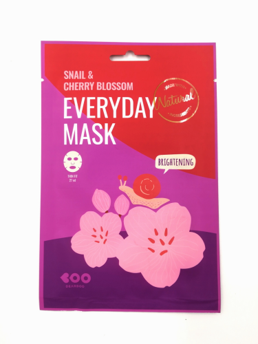 [DEARBOO] Маска для лица тканевая ЭКСТРАКТ МУЦИНА УЛИТКИ И ЦВЕТЫ САКУРЫ Snail&Cherry Blossom Everyday Mask, 27 мл