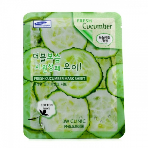 [3W CLINIC] Тканевая маска для лица ОГУРЕЦ Fresh Cucumber Mask Sheet, 1 шт
