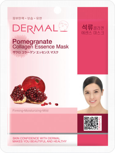[DERMAL] Маска для лица тканевая КОЛЛАГЕН и ГРАНАТ Pomegranate Collagen Essence Mask Wrinkle-care, 23 мл