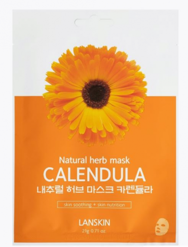 [LANSKIN] Маска для лица тканевая КАЛЕНДУЛА Natural Herb Mask Calendula, 21 гр