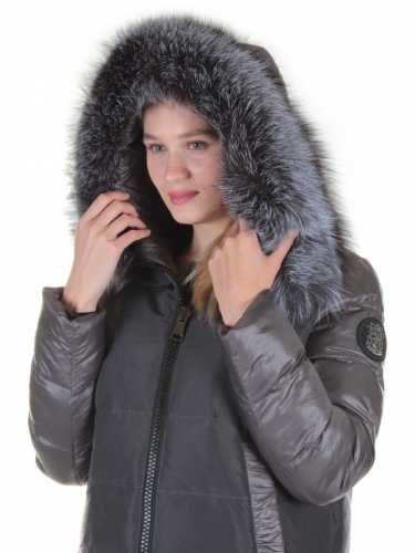 8186 DK. GRAY Пальто женское с натуральным мехом Jarius размер XL - 48 российский