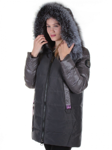 8186 DK. GRAY Пальто женское с натуральным мехом Jarius размер XL - 48 российский