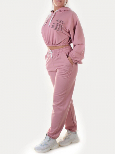 Y303 PALE PINK Спортивный костюм женский (100% хлопок) размер 50
