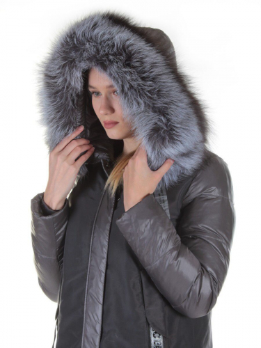 8179 DK. GRAY Пальто женское с натуральным мехом Jarius размер S - 42 российский
