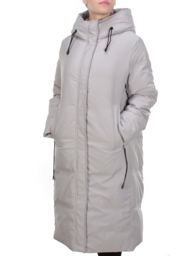 2233 BEIGE Пальто женское зимнее AKIDSEFRS (200 гр. холлофайбера) размер 50