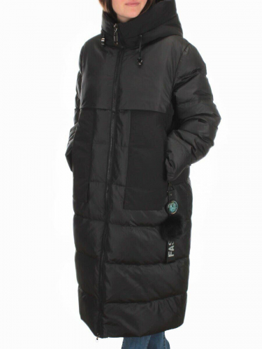 H-9179 BLACK Пальто зимнее женское (200 гр .холлофайбер) размер 52