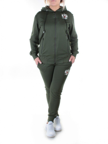 Y248-8 DK. GREEN Спортивный костюм женский (100% хлопок) размер 52 российский