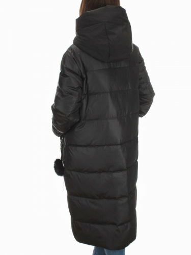 H-9179 BLACK Пальто зимнее женское (200 гр .холлофайбер) размер 52