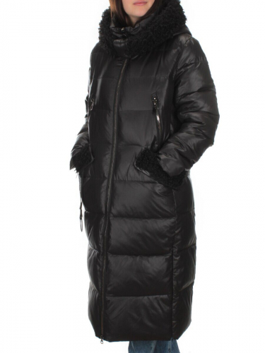 C1068-1A BLACK Пальто зимнее женское (200 гр. холлофайбер) размер 58