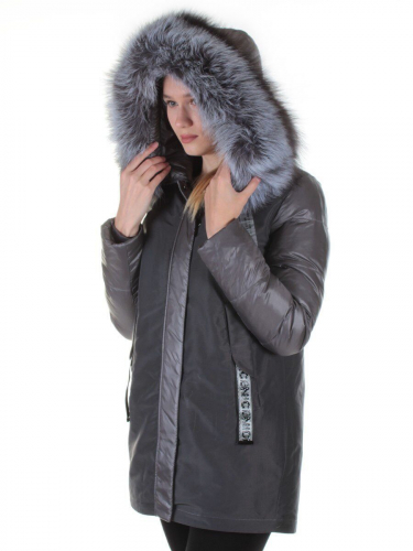 8179 DK. GRAY Пальто женское с натуральным мехом Jarius размер S - 42 российский