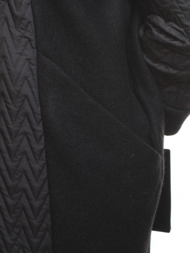 A16002 BLACK Пальто демисезонное женское (синтепон 100 гр., натуральный мех лисицы) размер 42