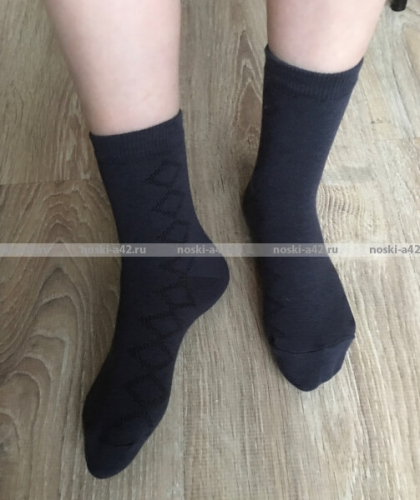 ЮстаТекс носки подростковые 1с8 (3с35) хлопок с лайкрой темно-серые