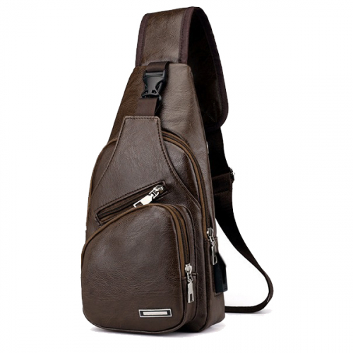 Рюкзак с USB портом (1 лямка). 5932 brown