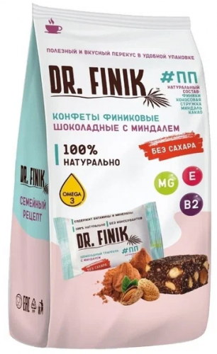 Конфеты финиковые шоколадные с миндалём dr. Finik 150 гр