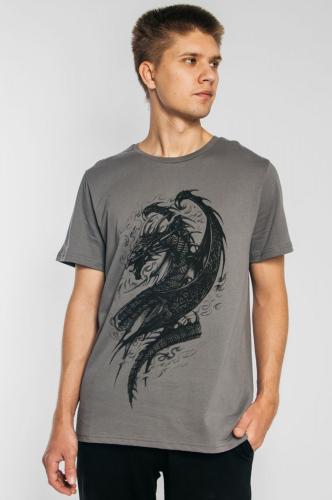 Мужская хлопковая футболка с принтом дракон Lets Go