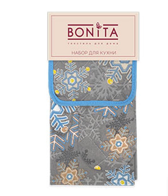 Набор кухонный Bonita, полотенце+рукавица+прихватка Снежинки