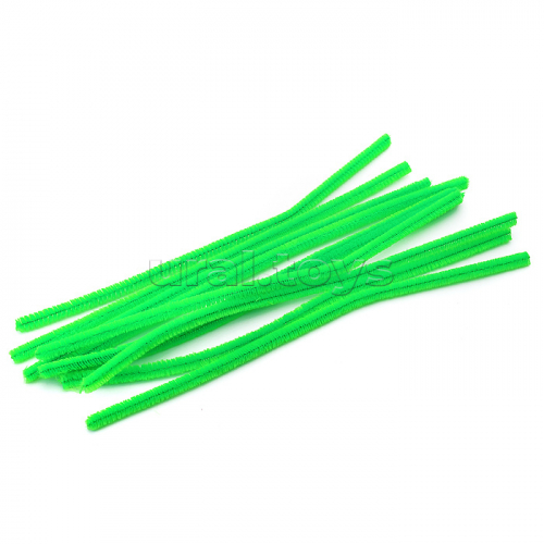 Проволока пушистая Шенил для творчества 0,9x30 см, 10 шт, цвет зеленый, в пластиковом пакете с блистерным подвесом