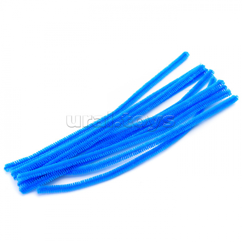 Проволока пушистая Шенил для творчества 0,9x30 см, 10 шт, цвет голубой, в пластиковом пакете с блистерным подвесом