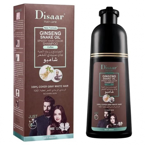 DISAAR  Шампунь Оттеночный GINSENG Snake Oil Закрашивающий седину КОФЕ  (Coffee)  400мл  (DS-5104)